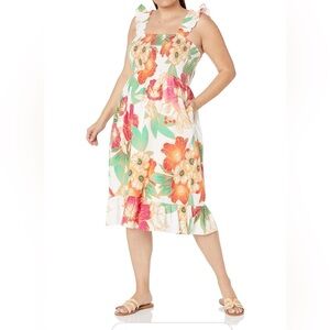 Floral Midi Dress with Ruffle Straps size large